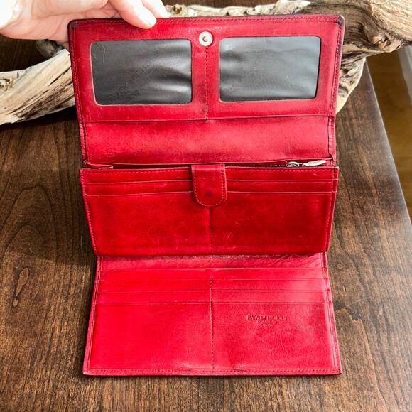 Harvey Nichols Knightsbridge London Red Leather Ladies Wallet - Picture 9 of 13